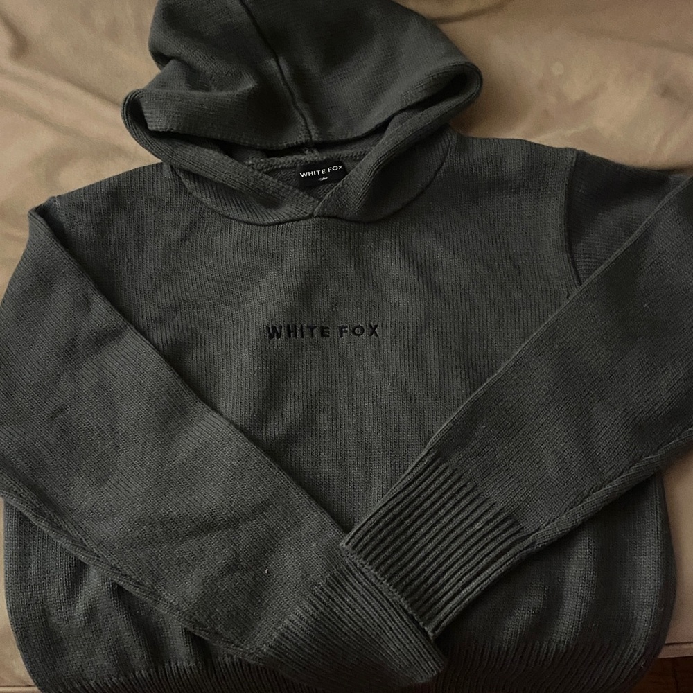 White Fox Boutique Charcoal Gray Hooded Sweater